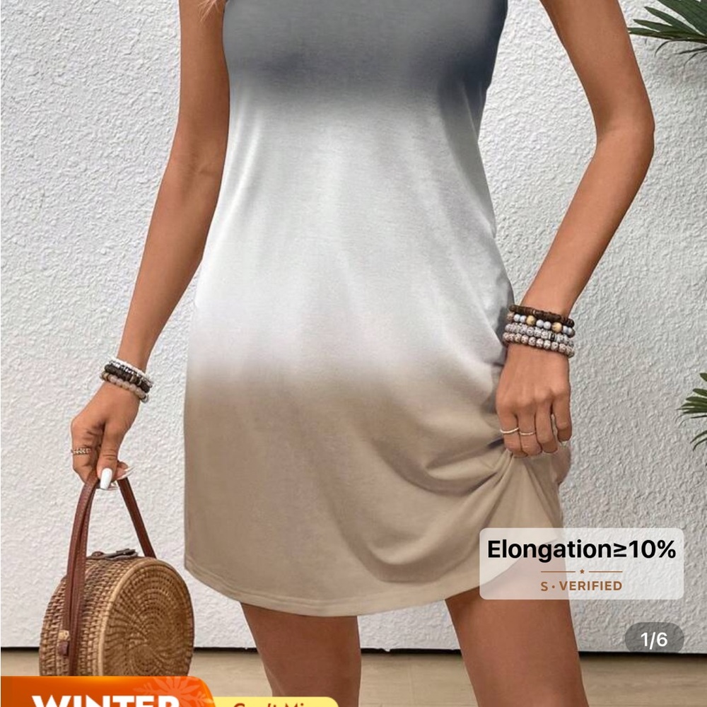 Ombre Sleeveless Mini Dress in Gray and Cream
